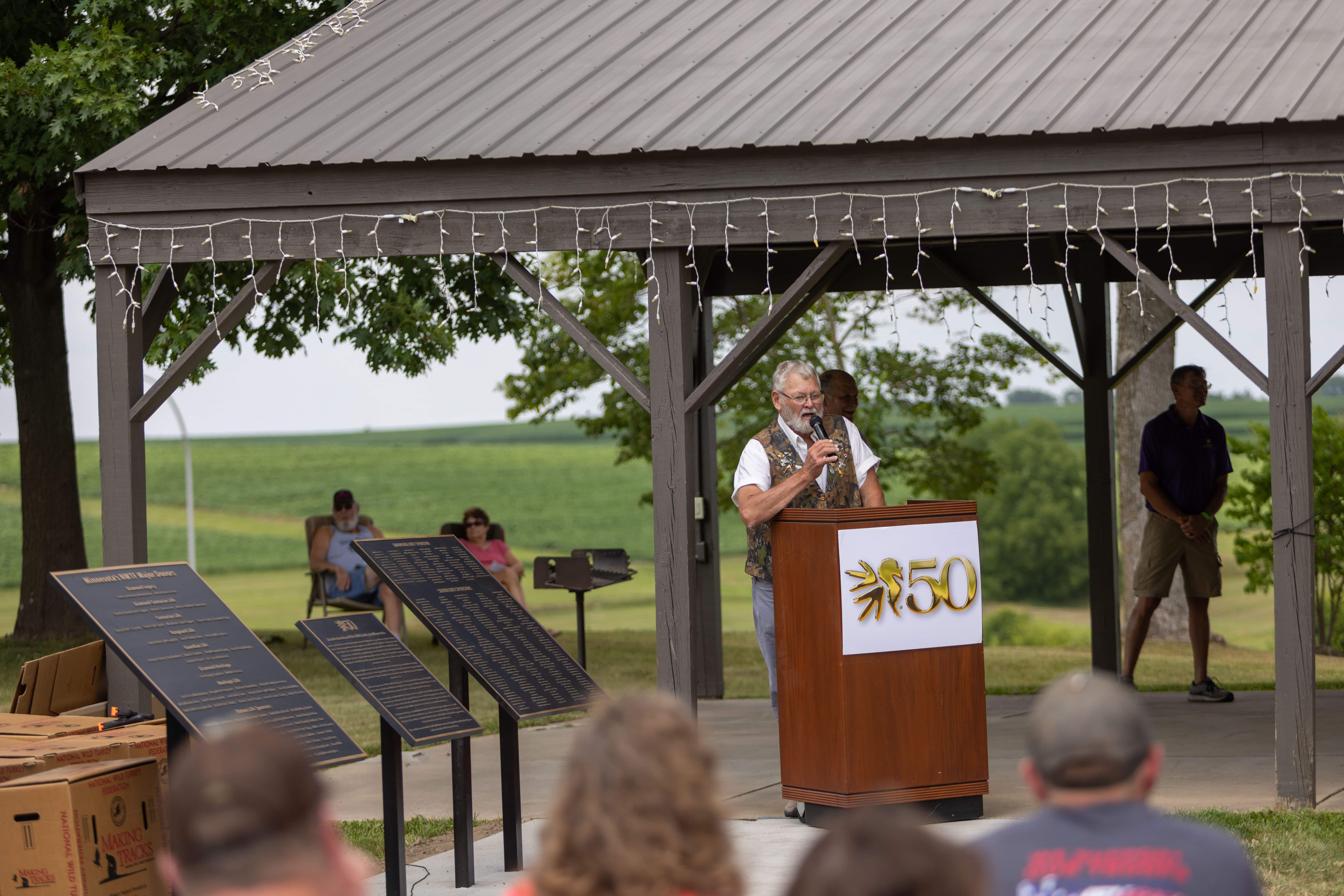 Mayor Tank Schroeder addressed the crowd at NWTF 50th anniversary. 