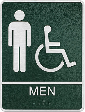Green Mens Restroom Sign Handicap Accessible