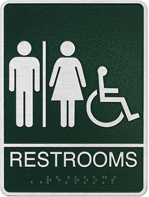 Metal ADA Restroom Sign Green